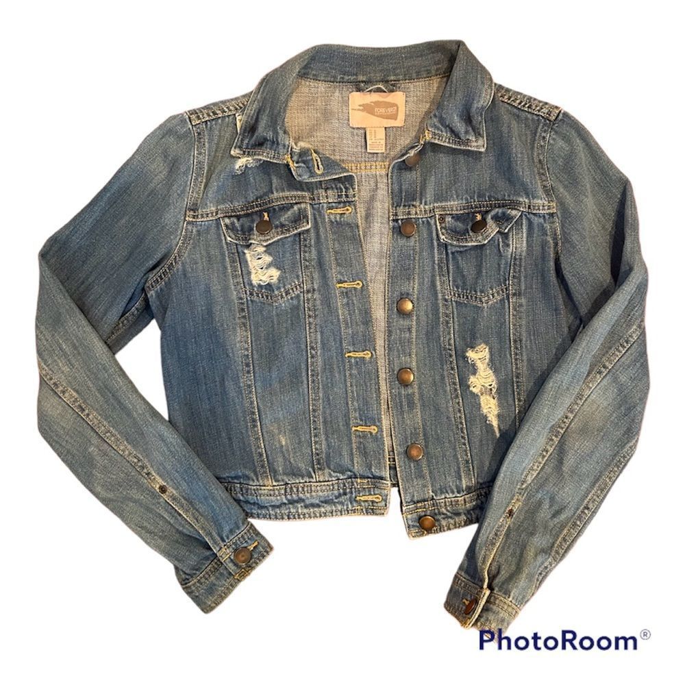 Forever21 Denim Jacket. Ripped is intentional. Size S.